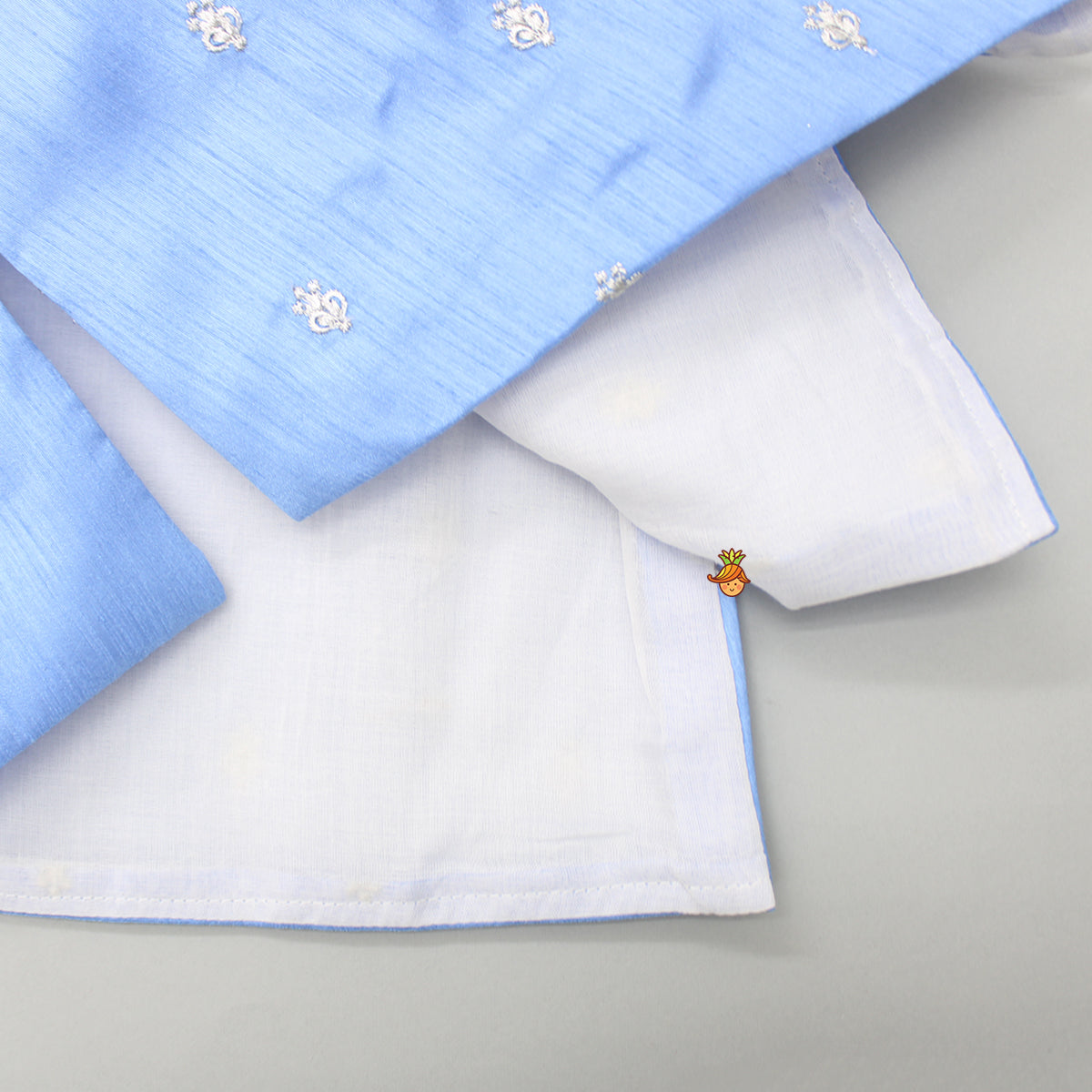 Booti Embroidered Lavender Blue Asymmetric Kurta And Dhoti