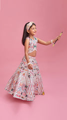 Pre Order: Multicolour Thread And Sequins Embroidered Top And Lehenga