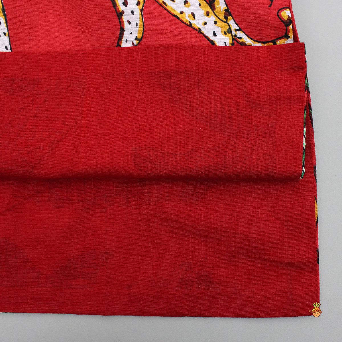 Crimson Red Jungle Theme Printed Asymmetric Kurta And Black Pyjama