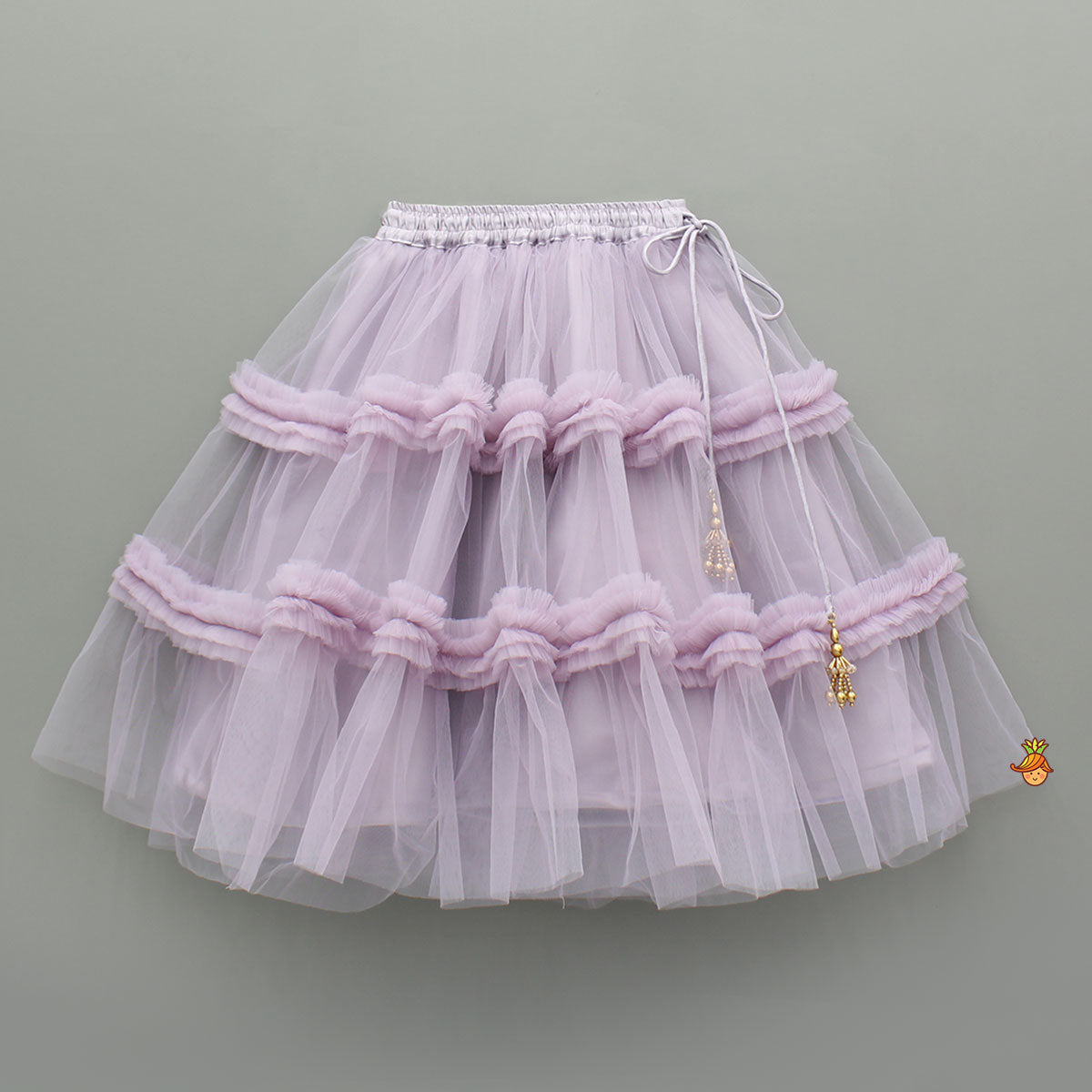 V Neck Sleeveless Lavender Top And Ruffle Frilly Lehenga