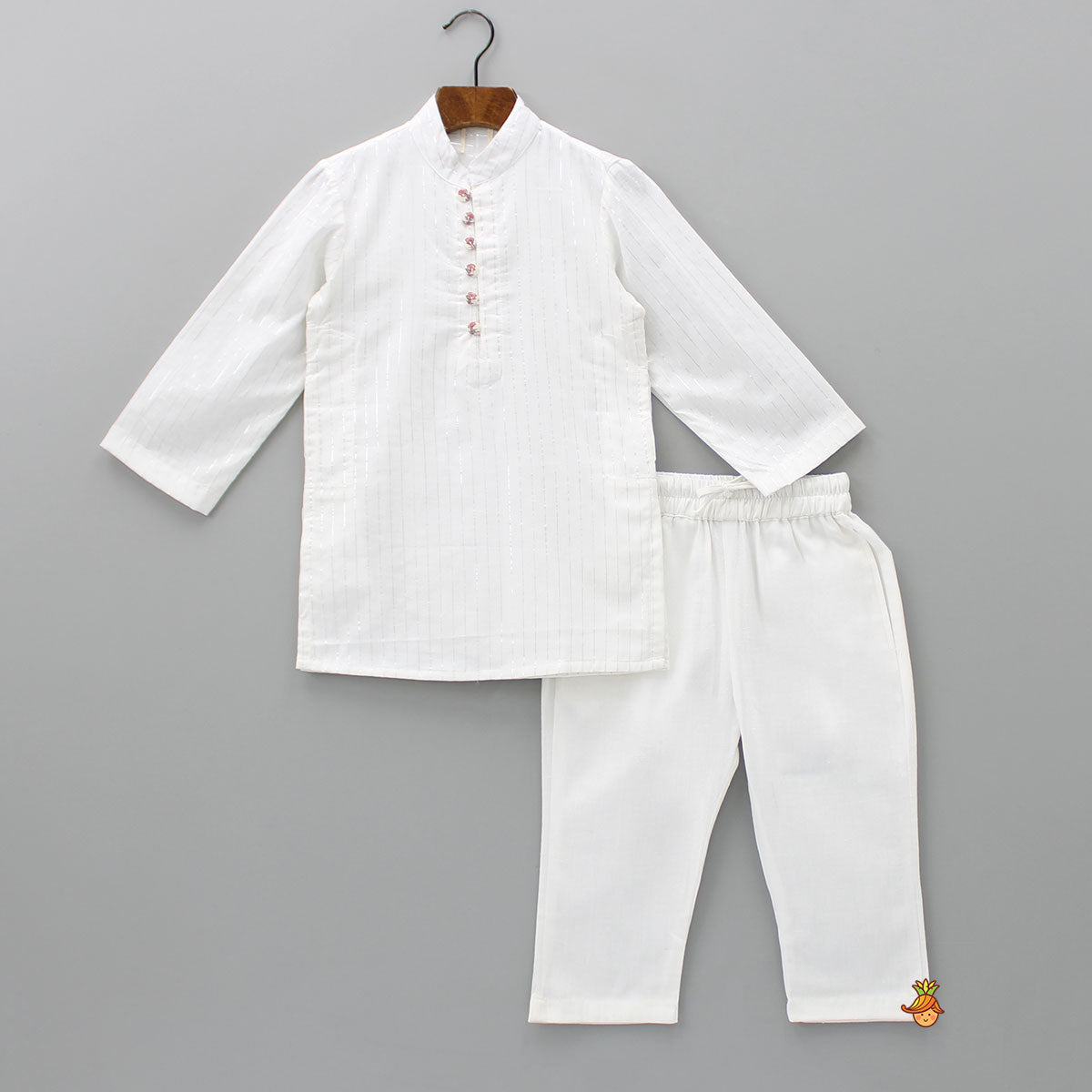 White cotton kurta pajama for fashion baby boy