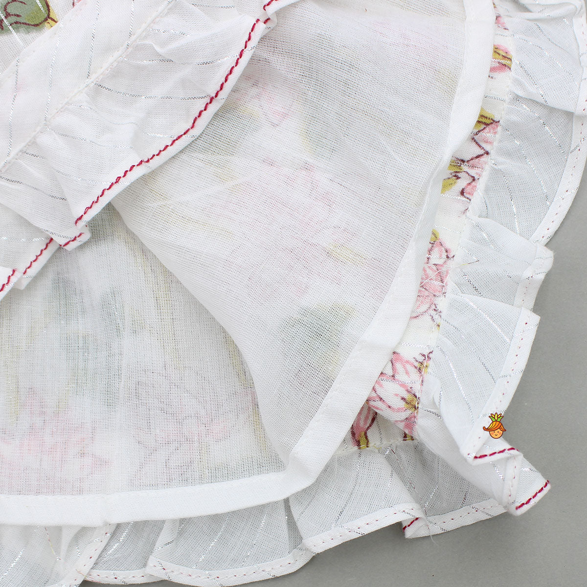 Hand Block Floral Printed Tie Up Pink Angarkha Dress