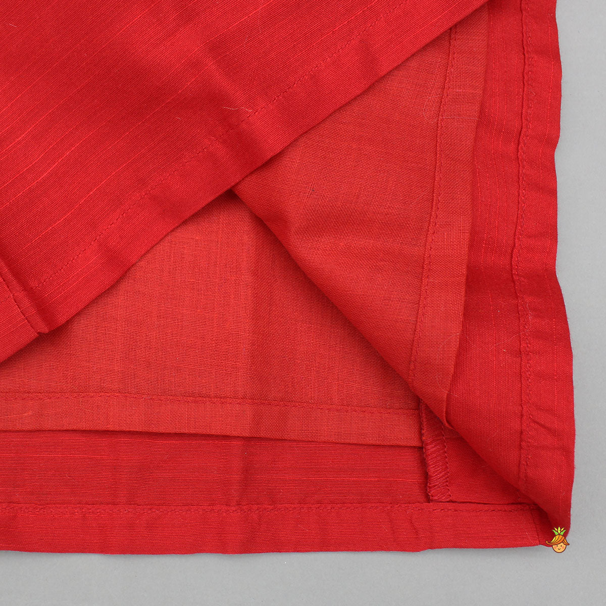 Reindeer Embroidered Red Kurta And Pyjama With Shawl