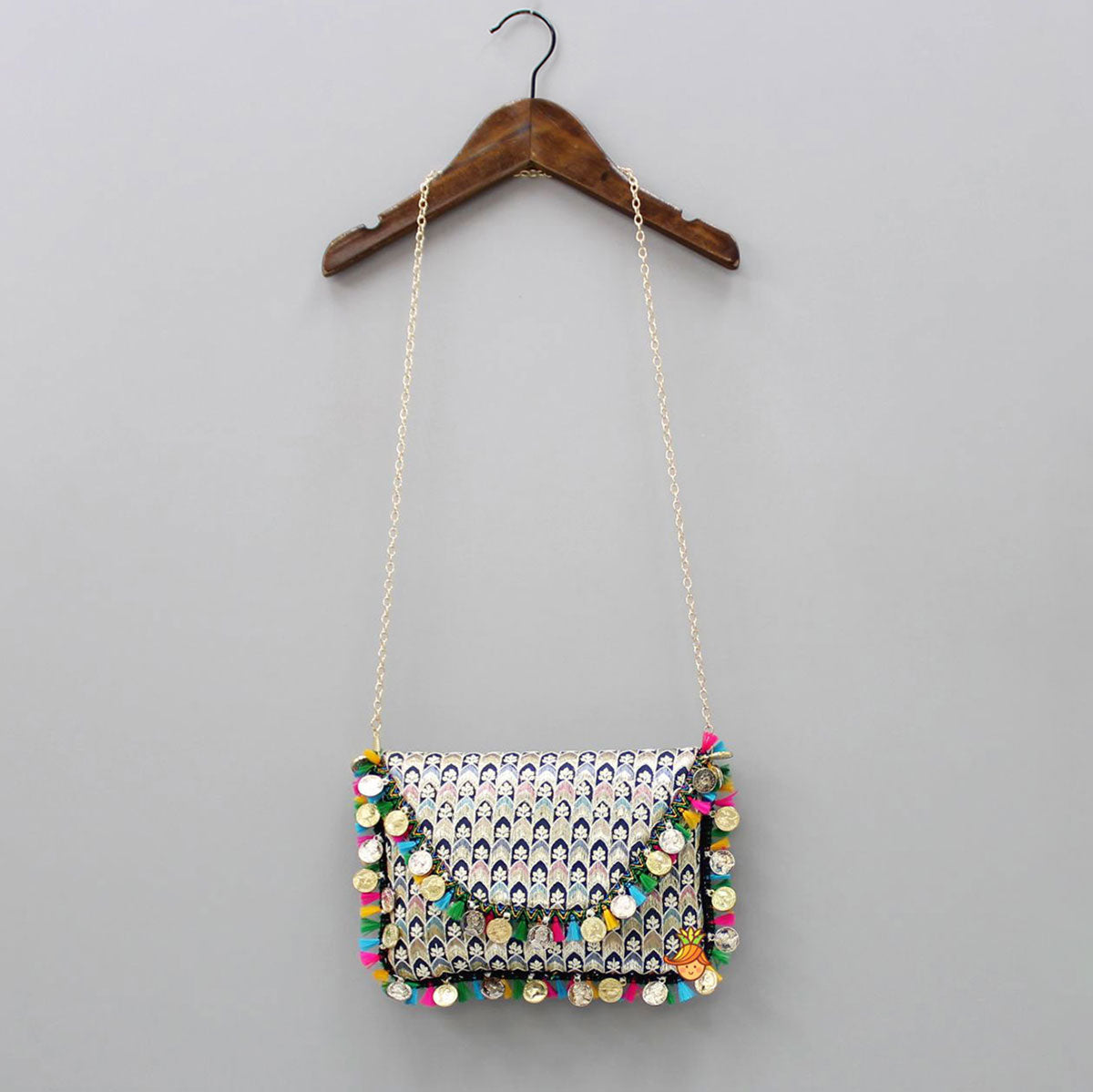 Fringes And Coin Tassels Enhanced Sling Bag
