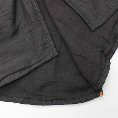 Pre Order: Silk Black Ethnic Kurta With Asymmetric Front Open Bird Embroidered Jacket And Pyjama