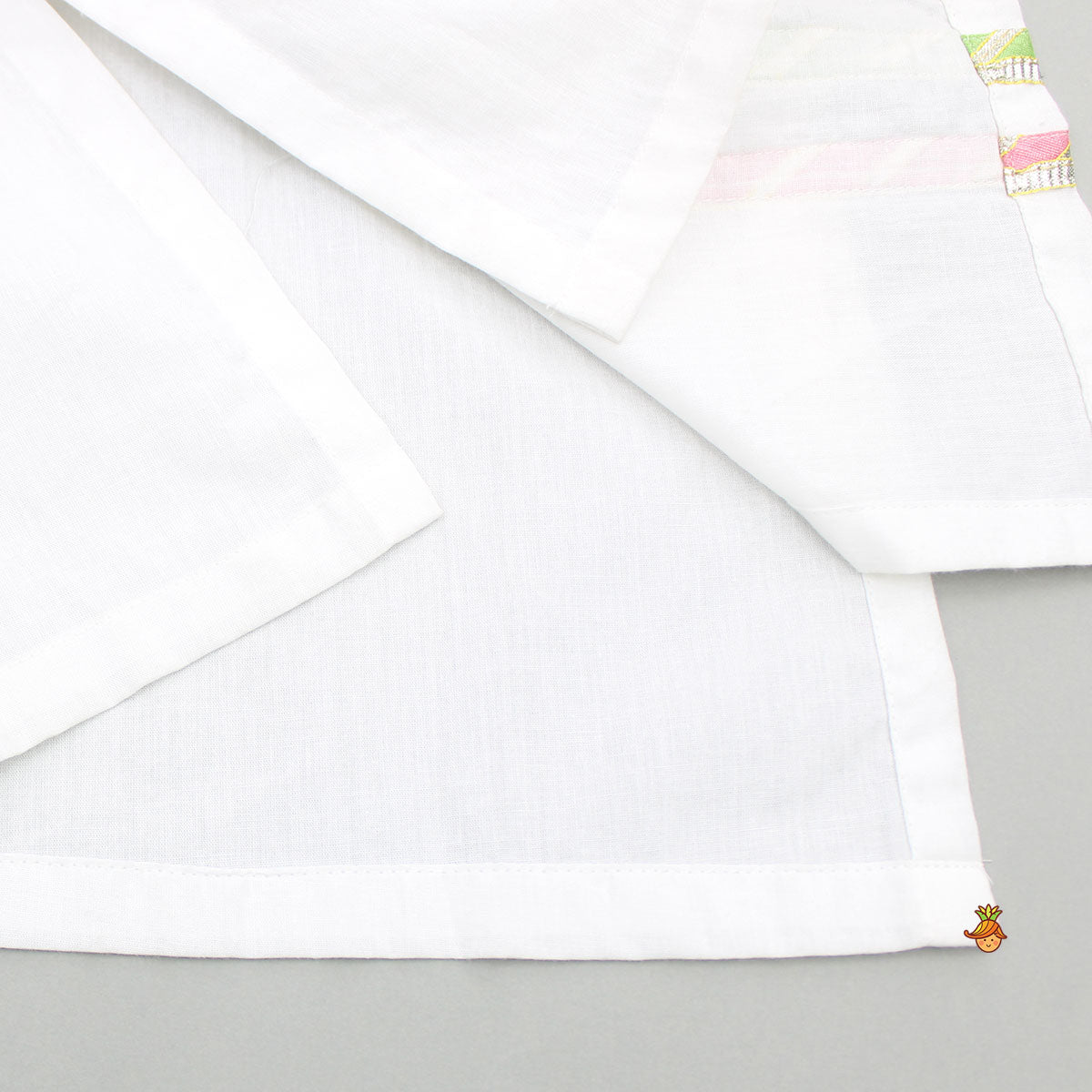 Gota Lace Work White Pin Tuck Kurta And Pyjama