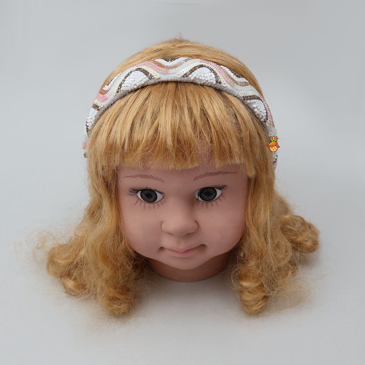 Beautiful Off White Cut Dana And Sequins Embroidered Hair Band