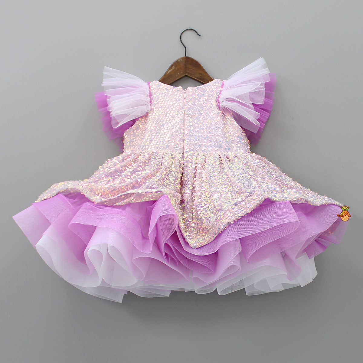 Purple Sequined Ruffle Dress