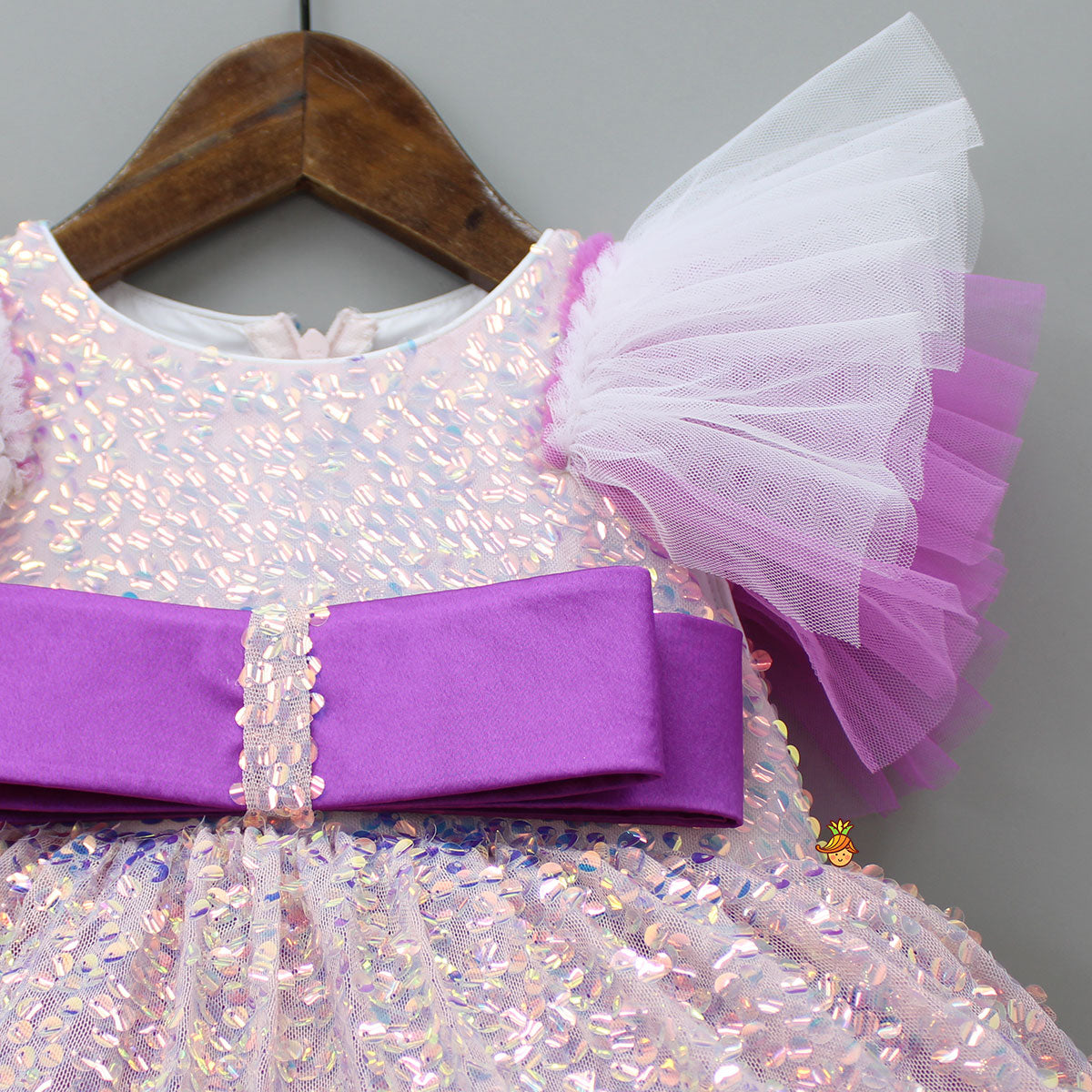 Purple Sequined Ruffle Dress
