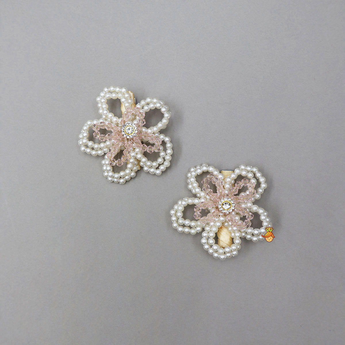 Handmade Pearly Flower Off White Hair Clip - Set Of 2