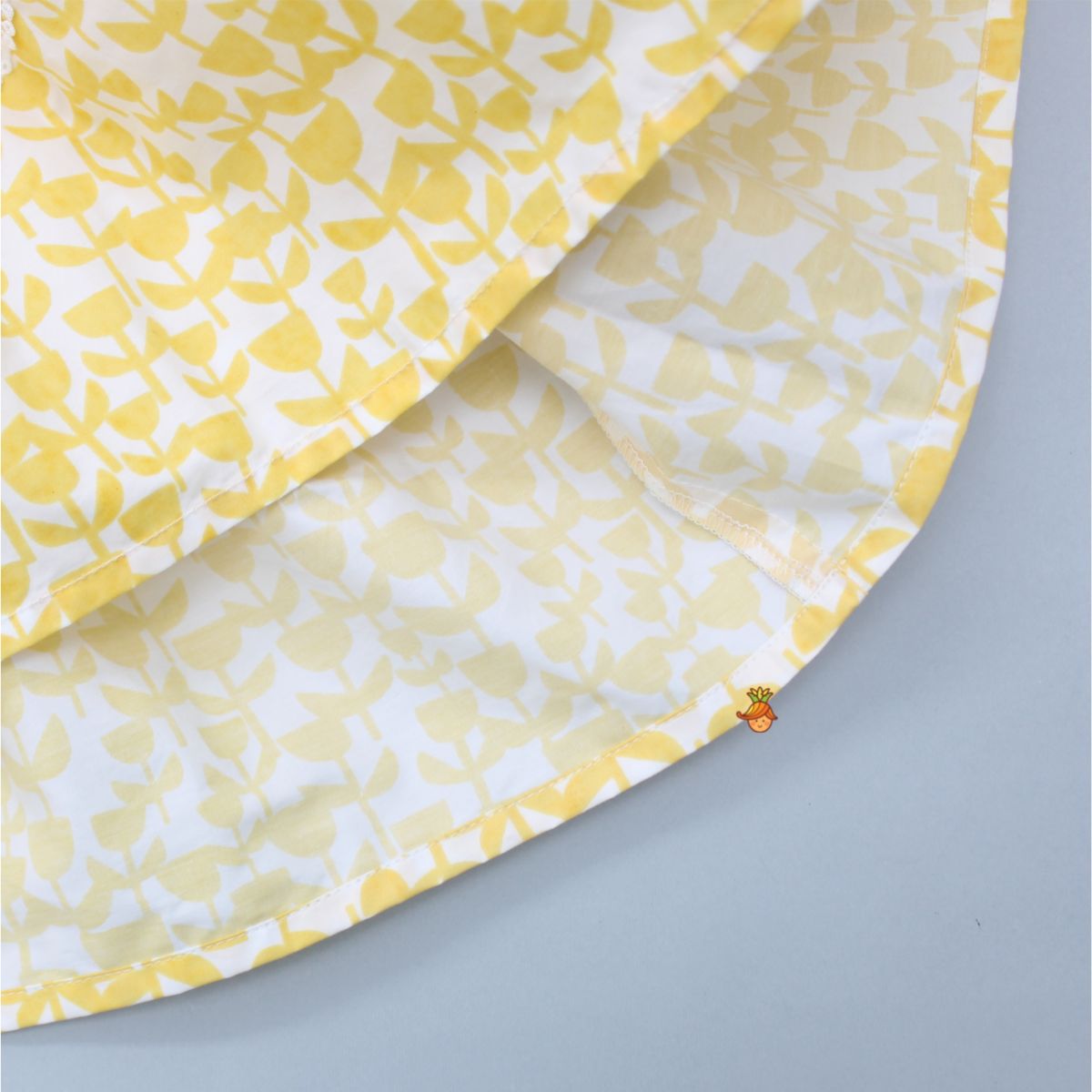 Flat Back Pearls Embellished Yellow And Grey High Neck Dress