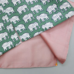 Pre Order: Pocket Detail Elephant Printed Green Jacket