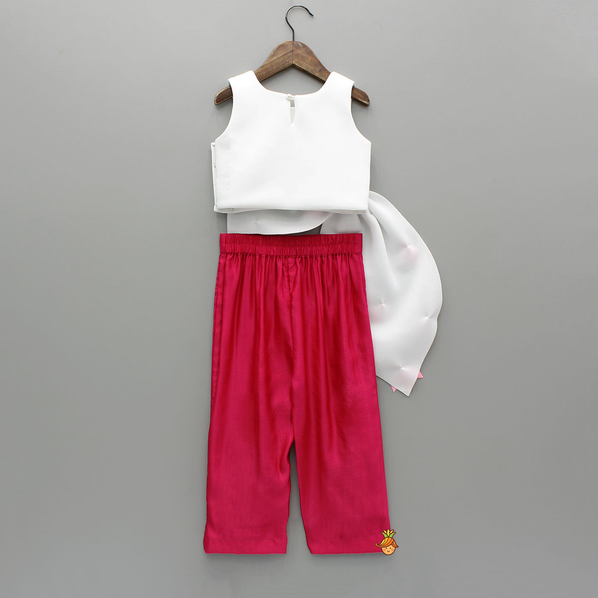Over Sized Bowie White Scuba Stylish Top And Fuchsia Pink Pant