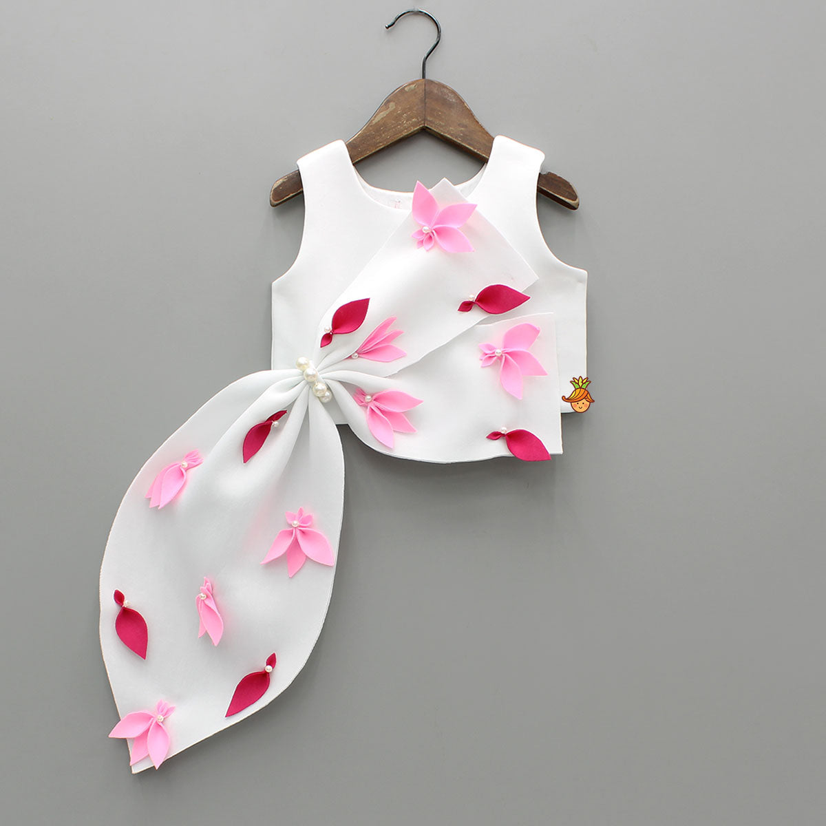 Over Sized Bowie White Scuba Stylish Top And Fuchsia Pink Pant