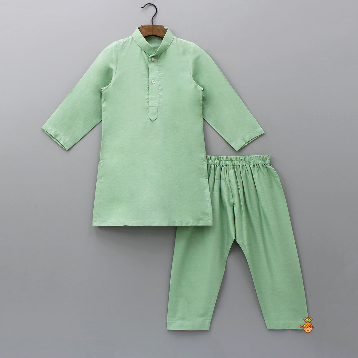 Green Kurta With Cotton Silk Embroidered Jacket And Pyjama