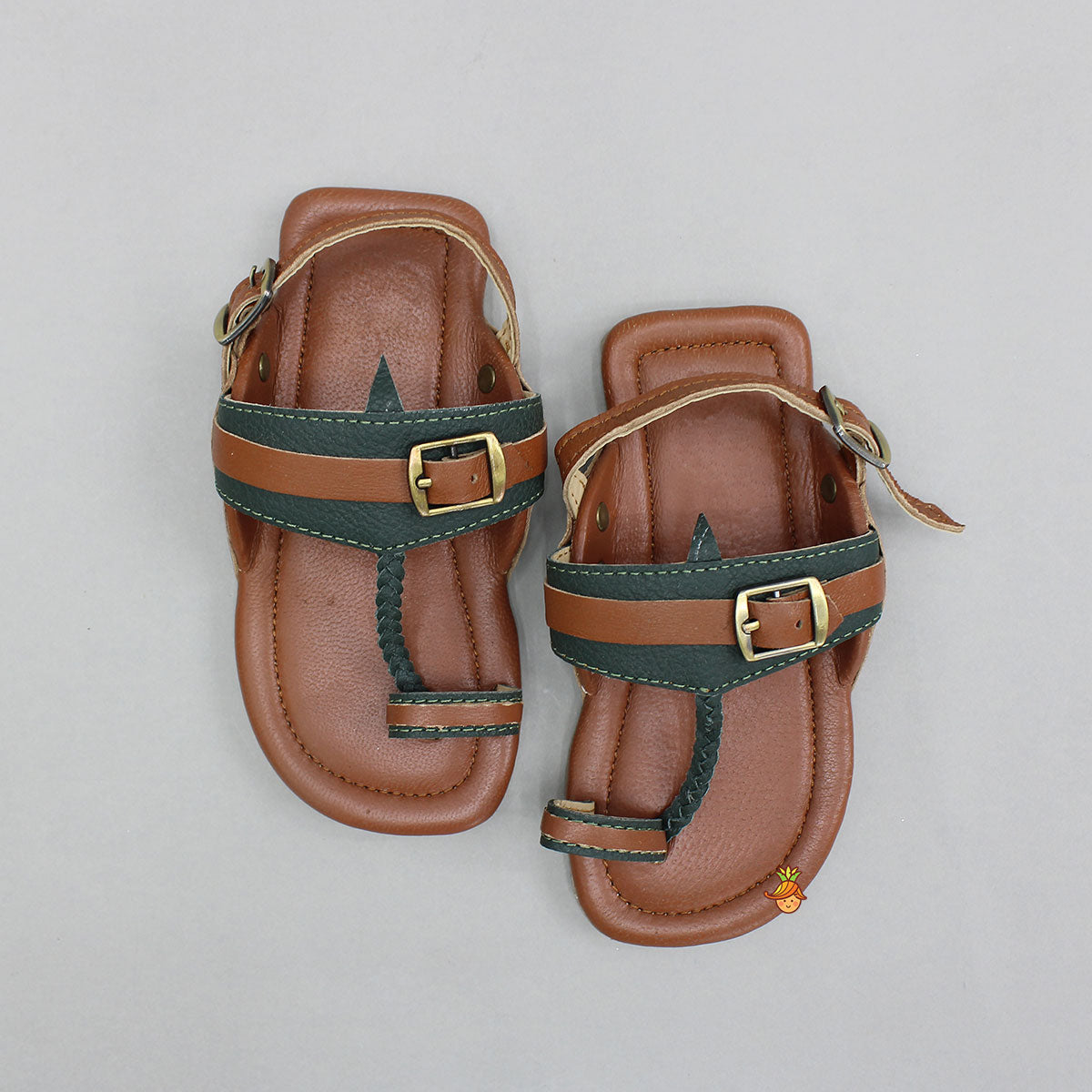 Orange Rust Buckled Kolhapuri Flats