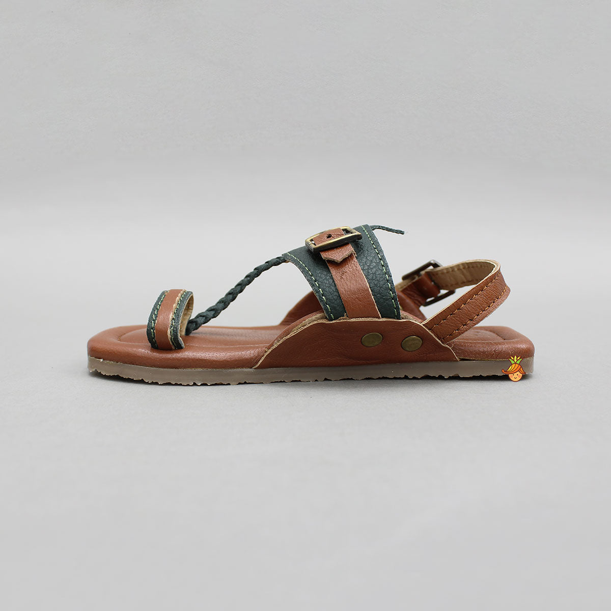 Orange Rust Buckled Kolhapuri Flats