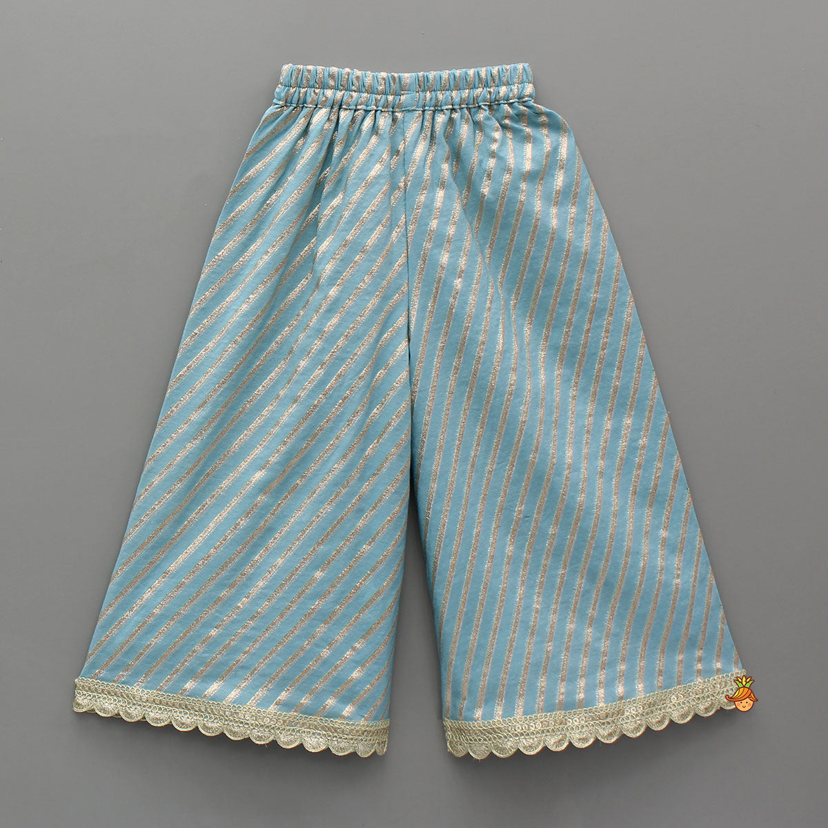 Ash Blue Front Slit Top And Flared Palazzo