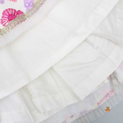 Pre Order: Heavy Embroidered Sleeveless Off White Top And Pleated Hem Lehenga