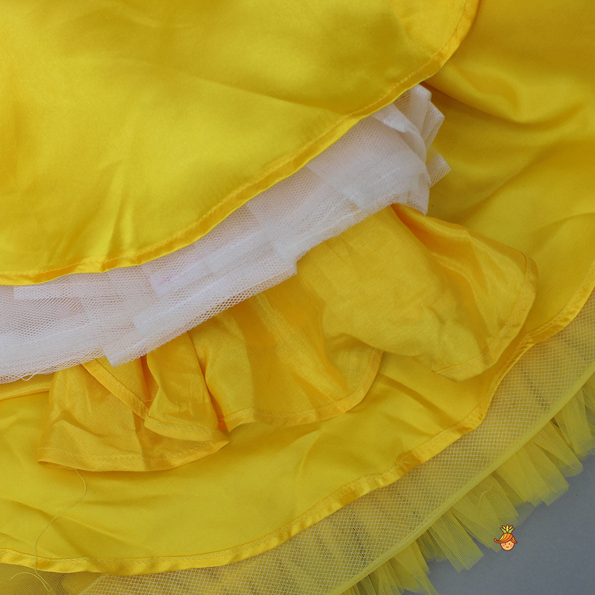 One Shoulder Ruffle Hem High Low Yellow Dress With Matching Head Band