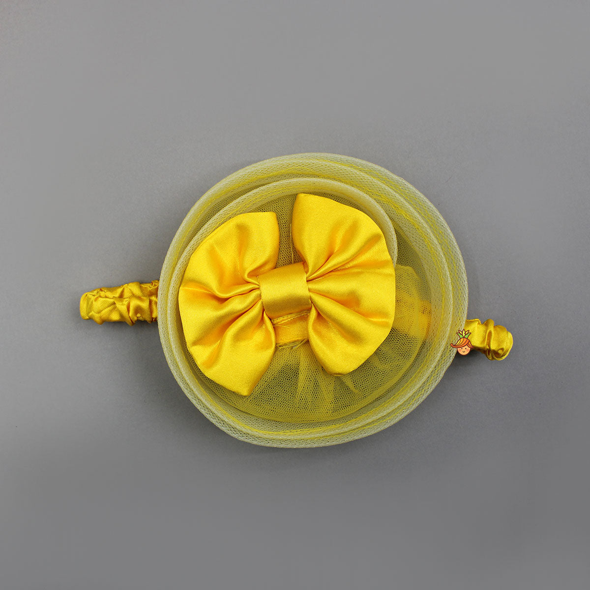 One Shoulder Ruffle Hem High Low Yellow Dress With Matching Head Band
