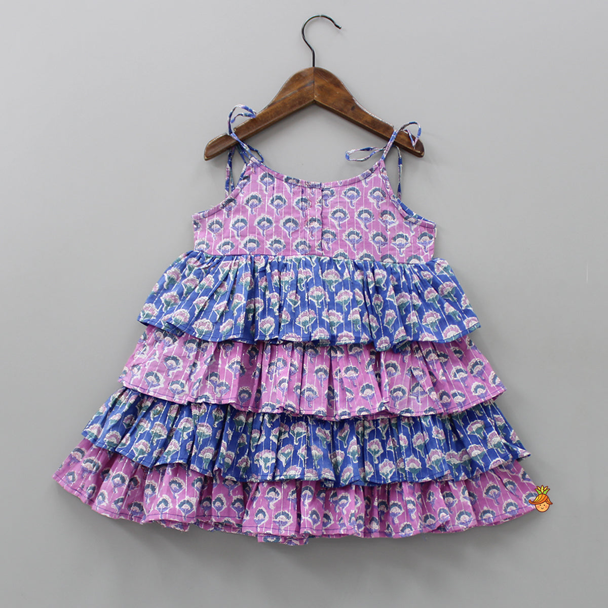 Layered Tie Up Straps Multicolour Dress