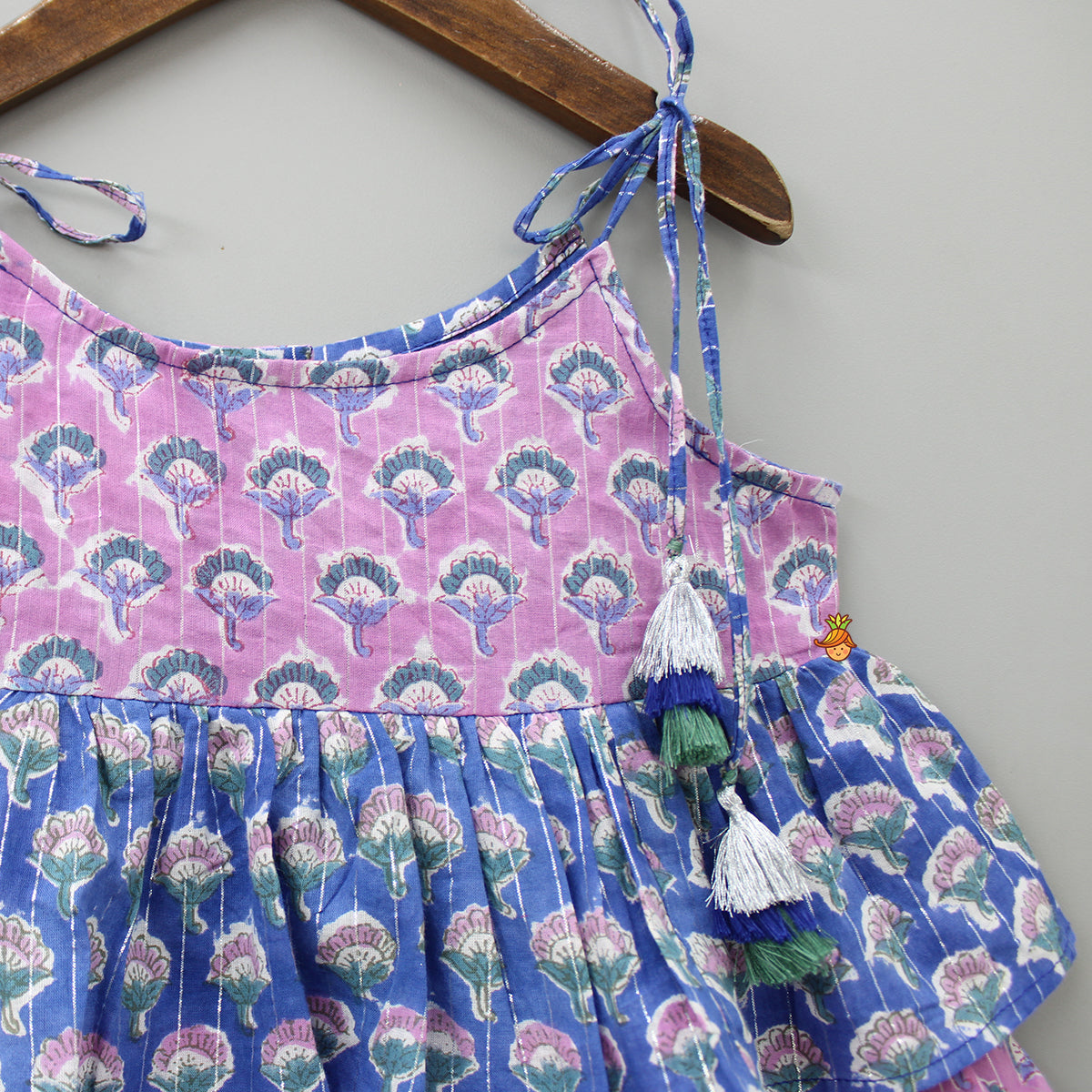 Layered Tie Up Straps Multicolour Dress
