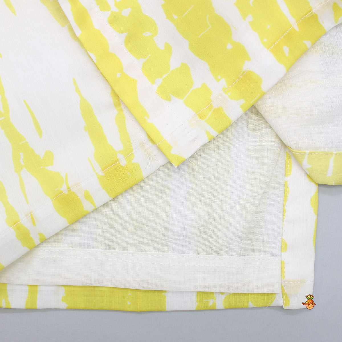 Shibori Printed Kurta With Beads Embroidered Yellow Open Jacket And Churidar