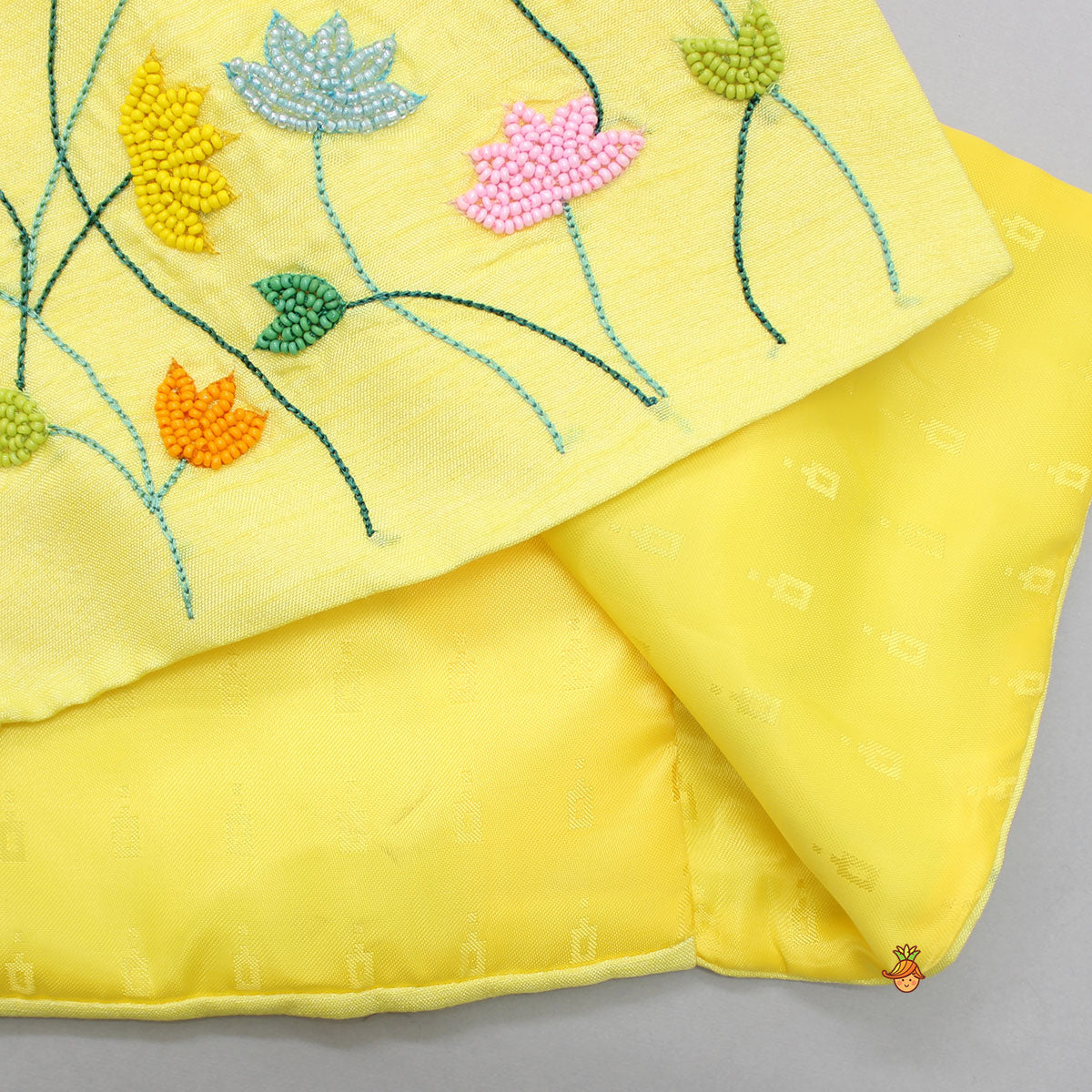 Shibori Printed Kurta With Beads Embroidered Yellow Open Jacket And Churidar