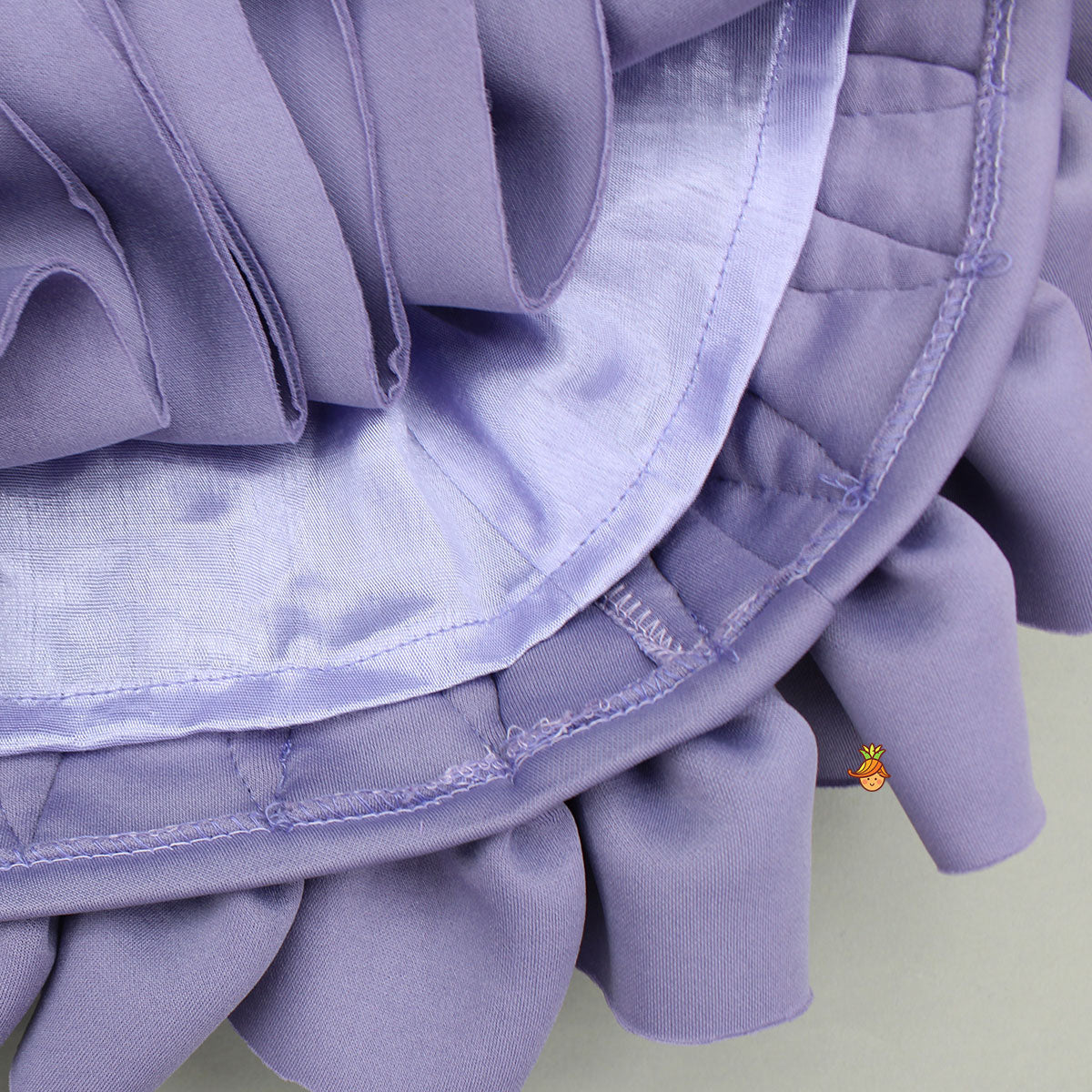 Elegant Lavender Ruffle Dress With Matching Sling Bag
