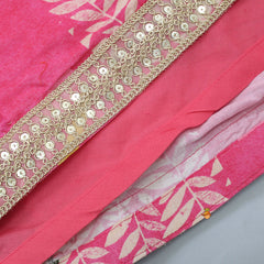 Pre Order: Stunning Pink Raw Silk Scalloped Top And Pearly Tassels Enhanced Lehenga