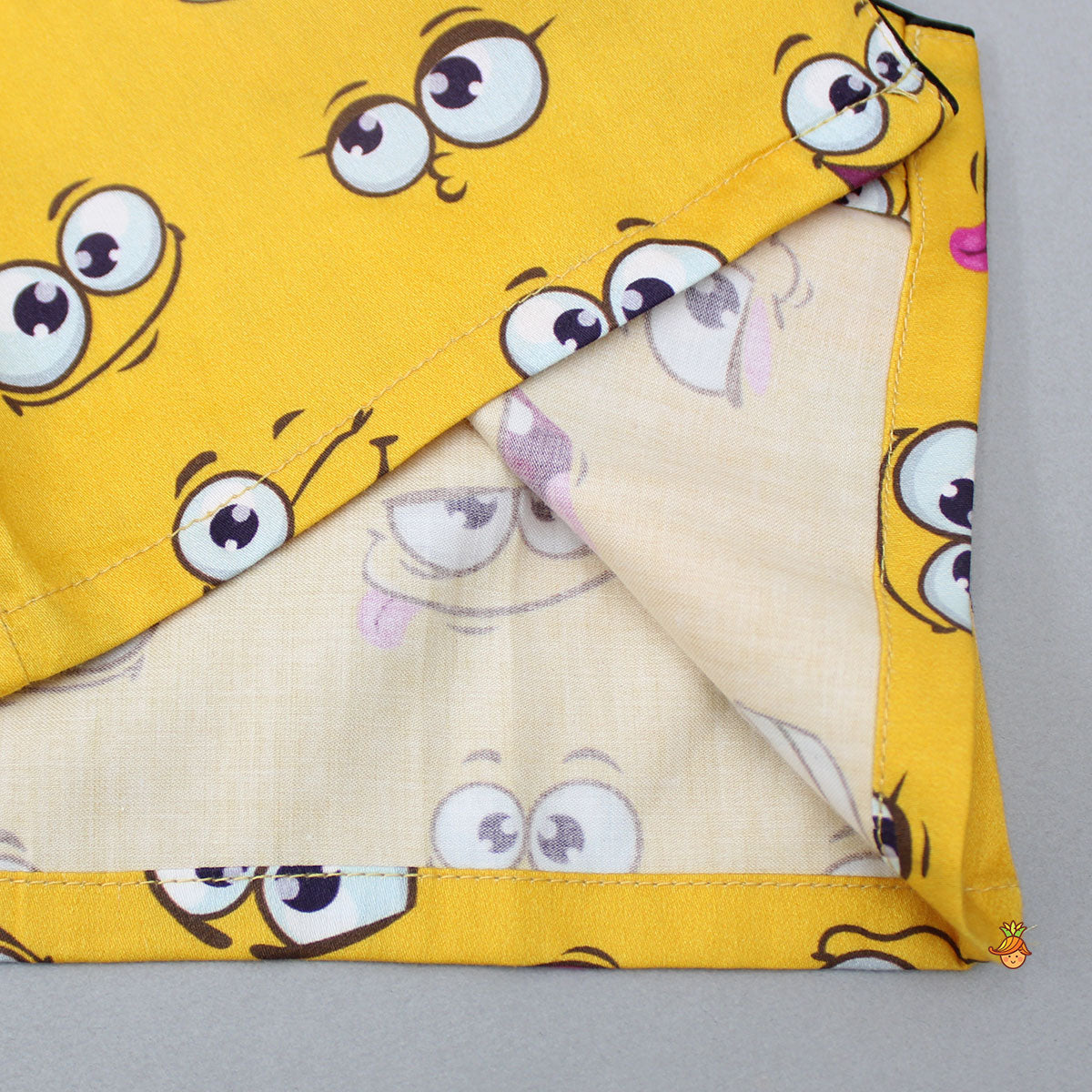 Facial Expressions Printed Pure Cotton Mustard Yellow Sleepwear