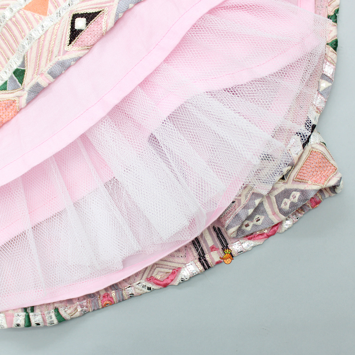 Multicolour Thread And Sequins Embroidered Top And Lehenga