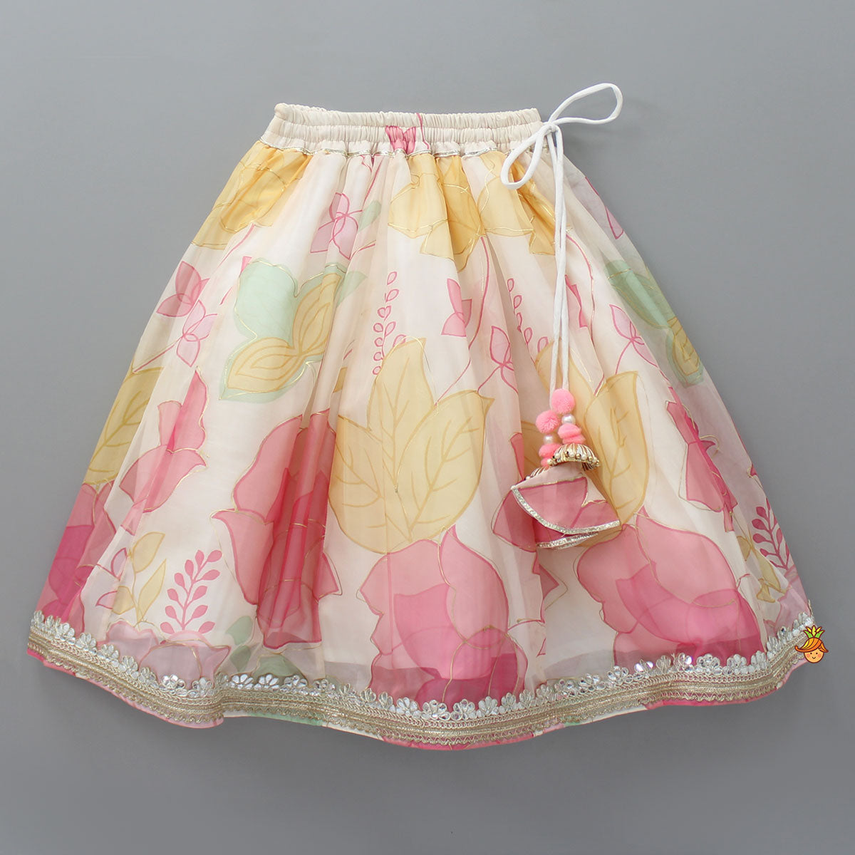 Elegant Organza Floral Printed Stylish Top With Lehenga