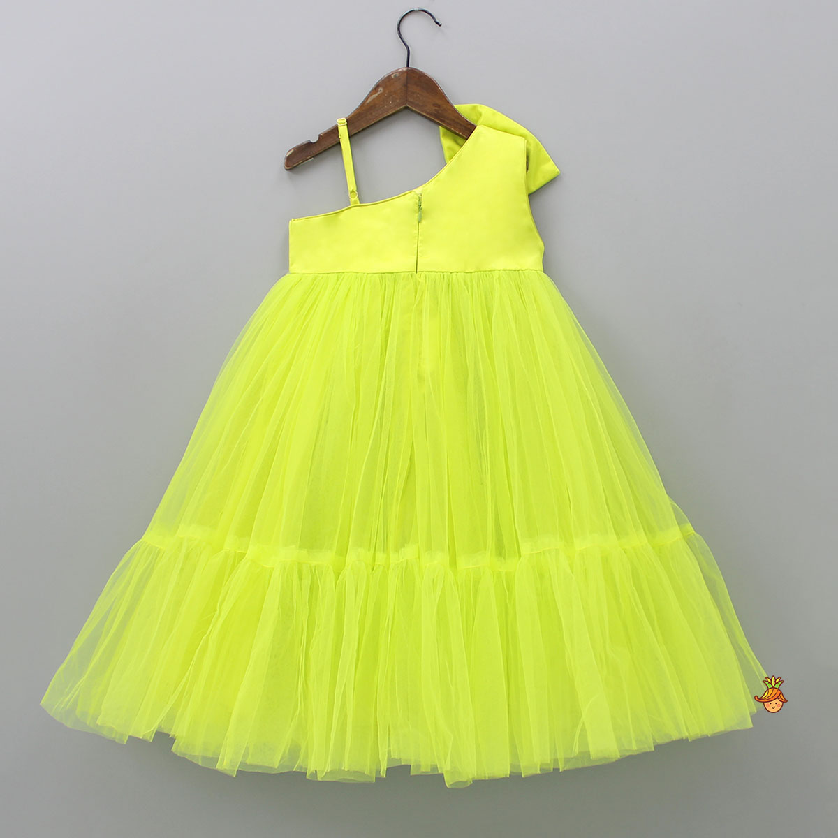 Bow Adorned Green One Shoulder Gown
