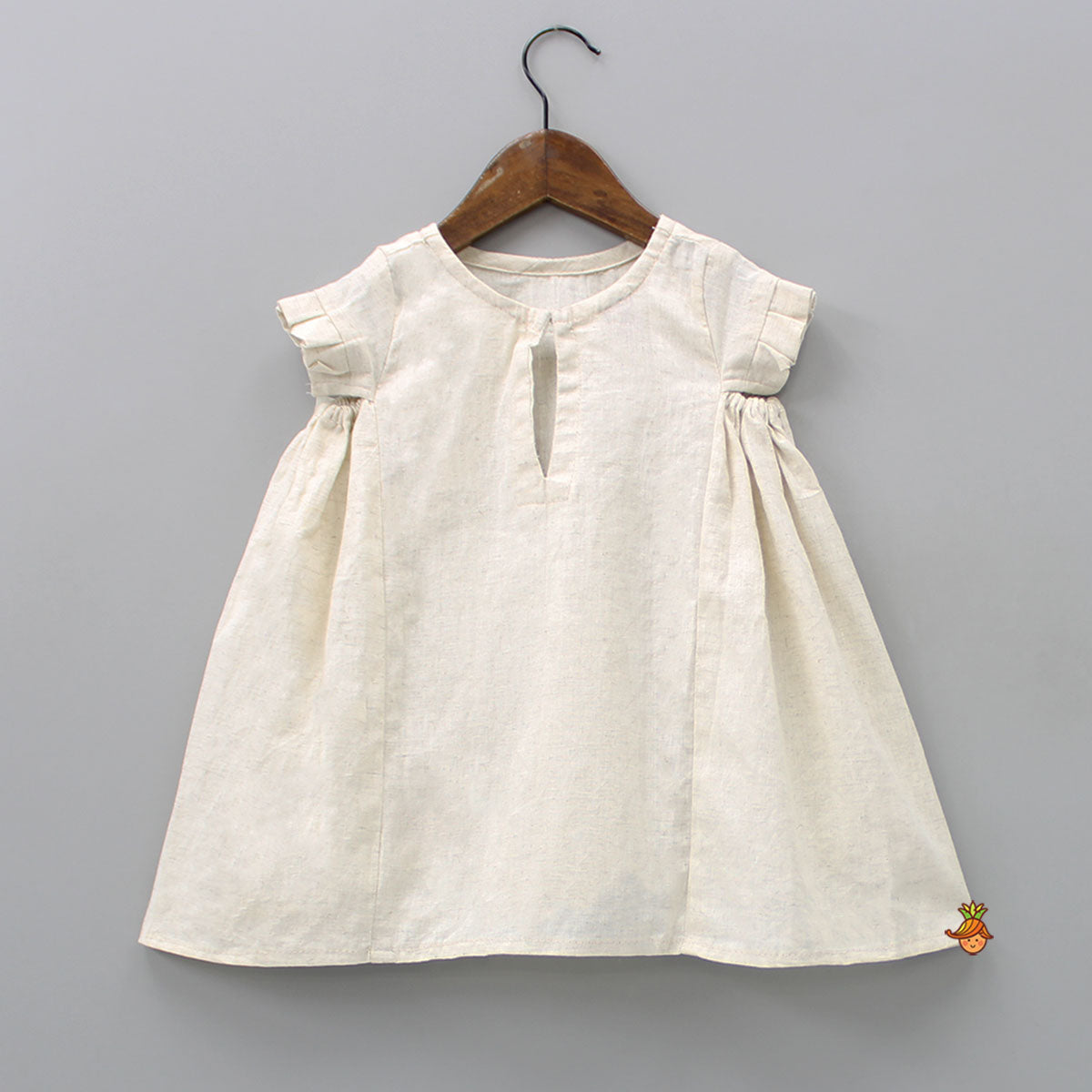 Mirror Work Beige Short Kurti