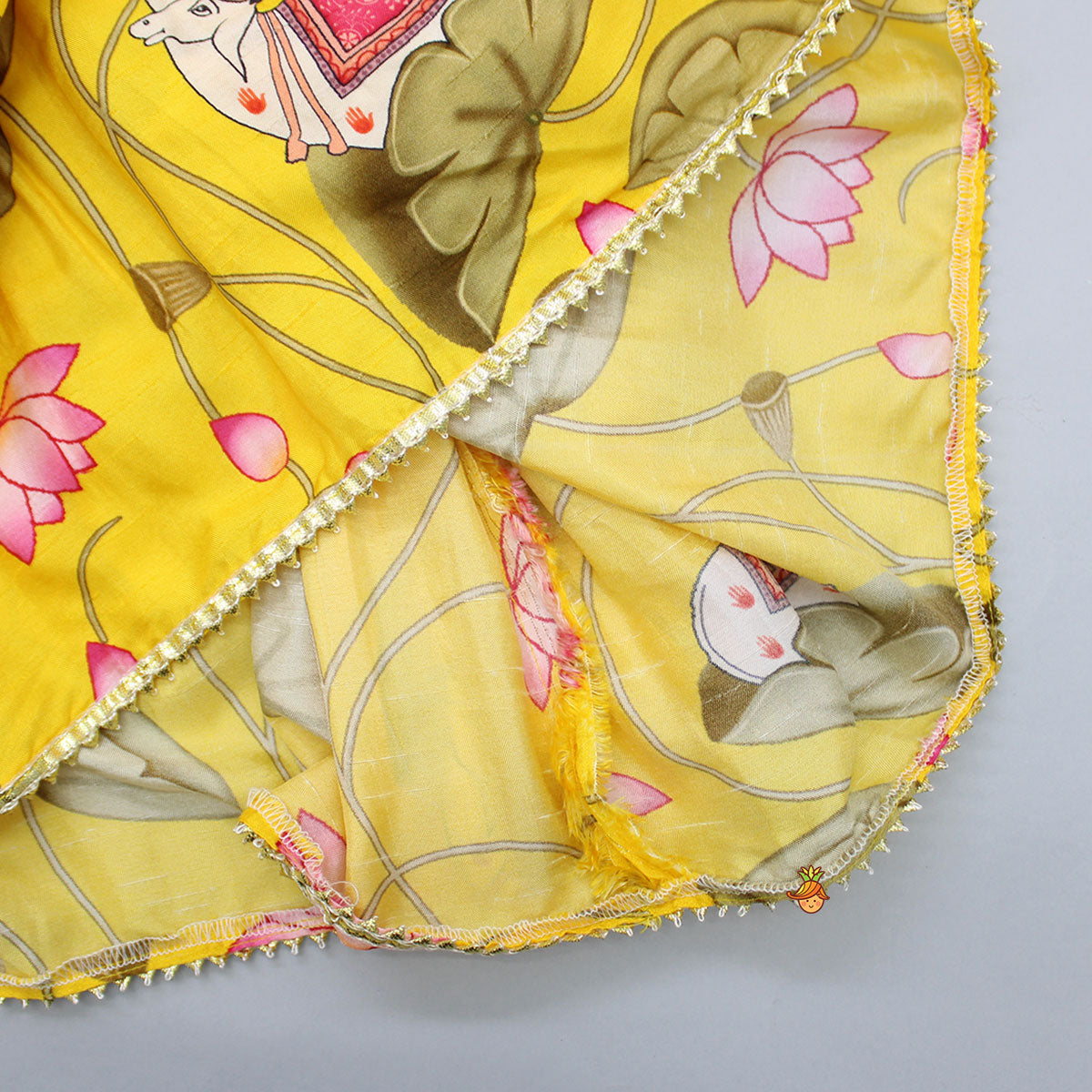 Printed Puffed Sleeves Yellow Peplum Top With Tulip Pant