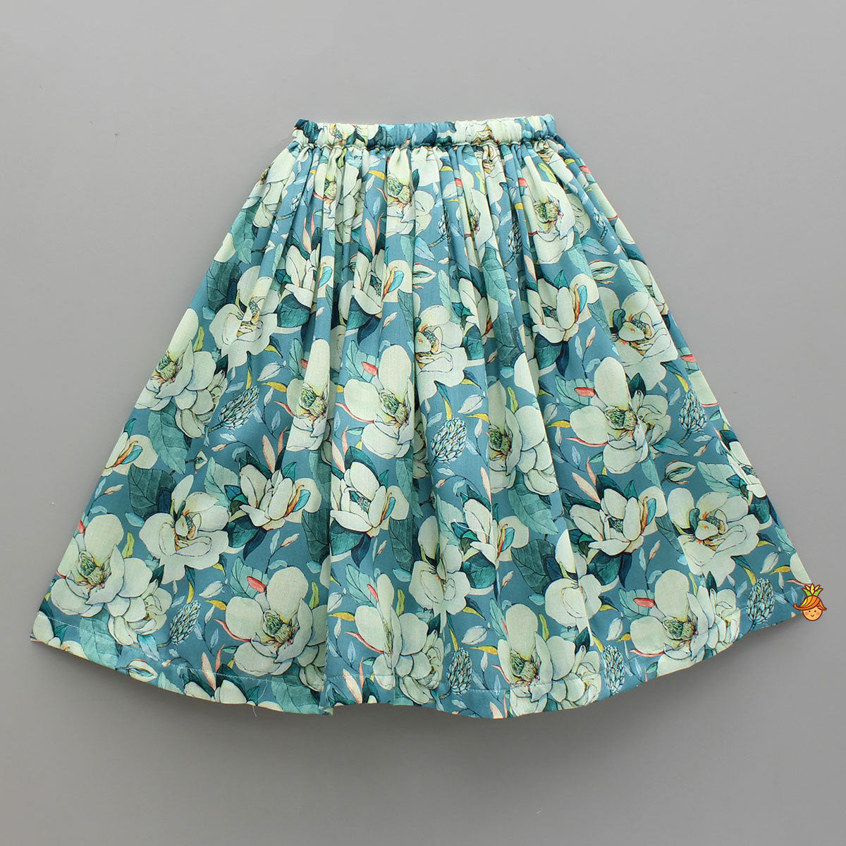Floral Printed Scalloped Shaped Yoke Top With Lehenga