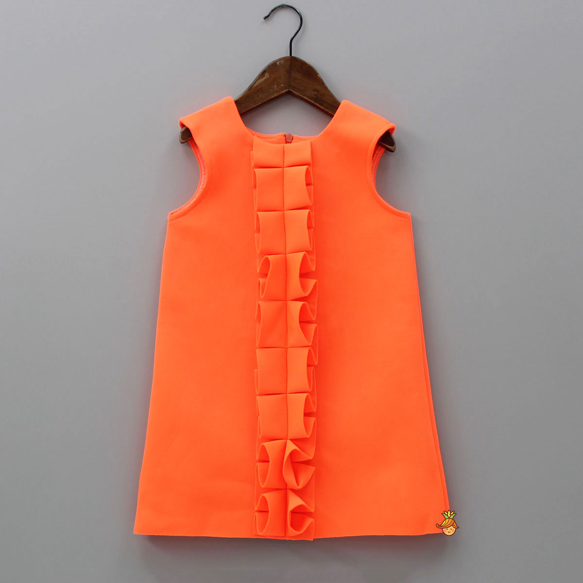 Pleated Ruffled Design Scuba Dress With Matching Bowie Hair Clip