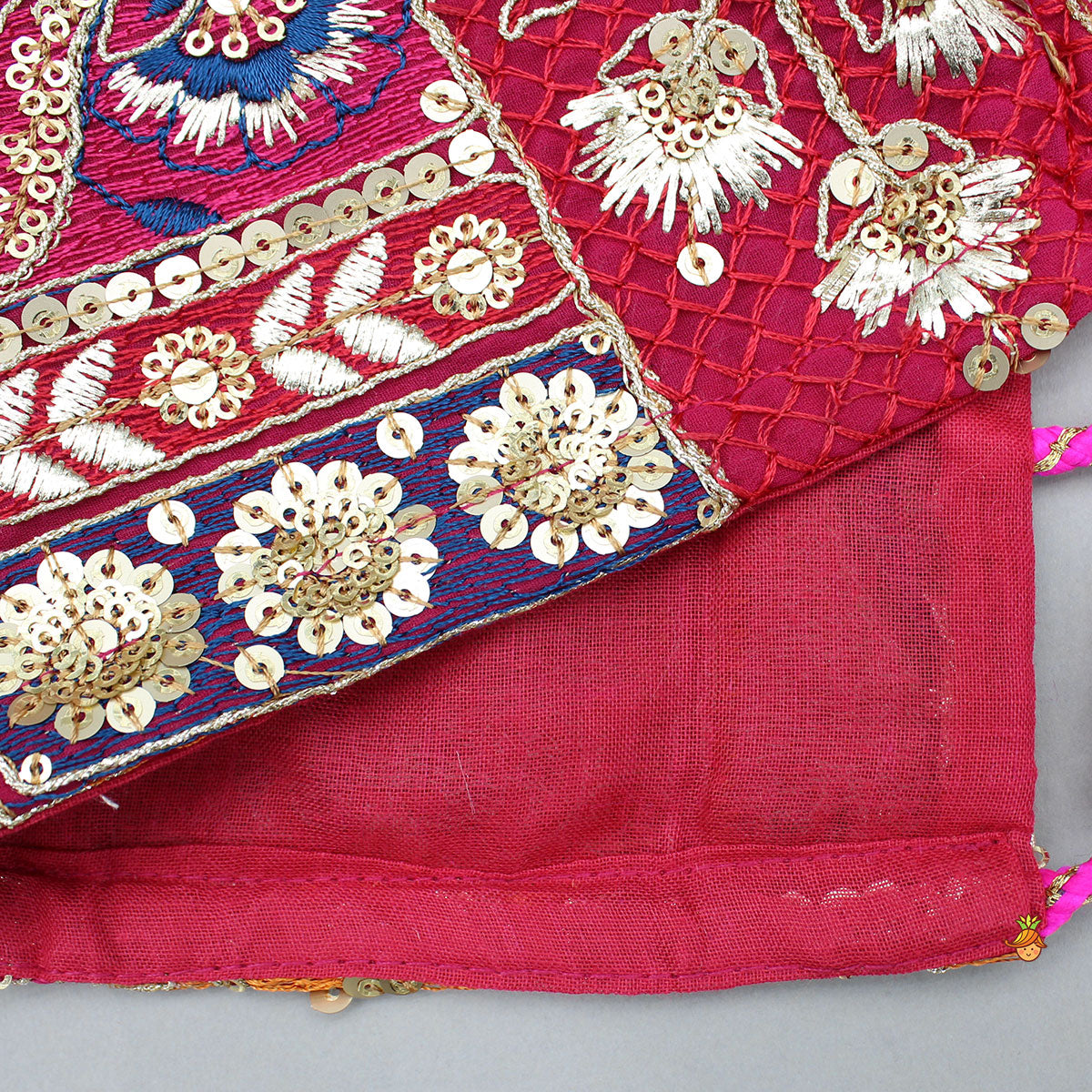 Beautiful Heavy Thread Embroidered Top With Dual Toned Lehenga And Dupatta With Hair Clip