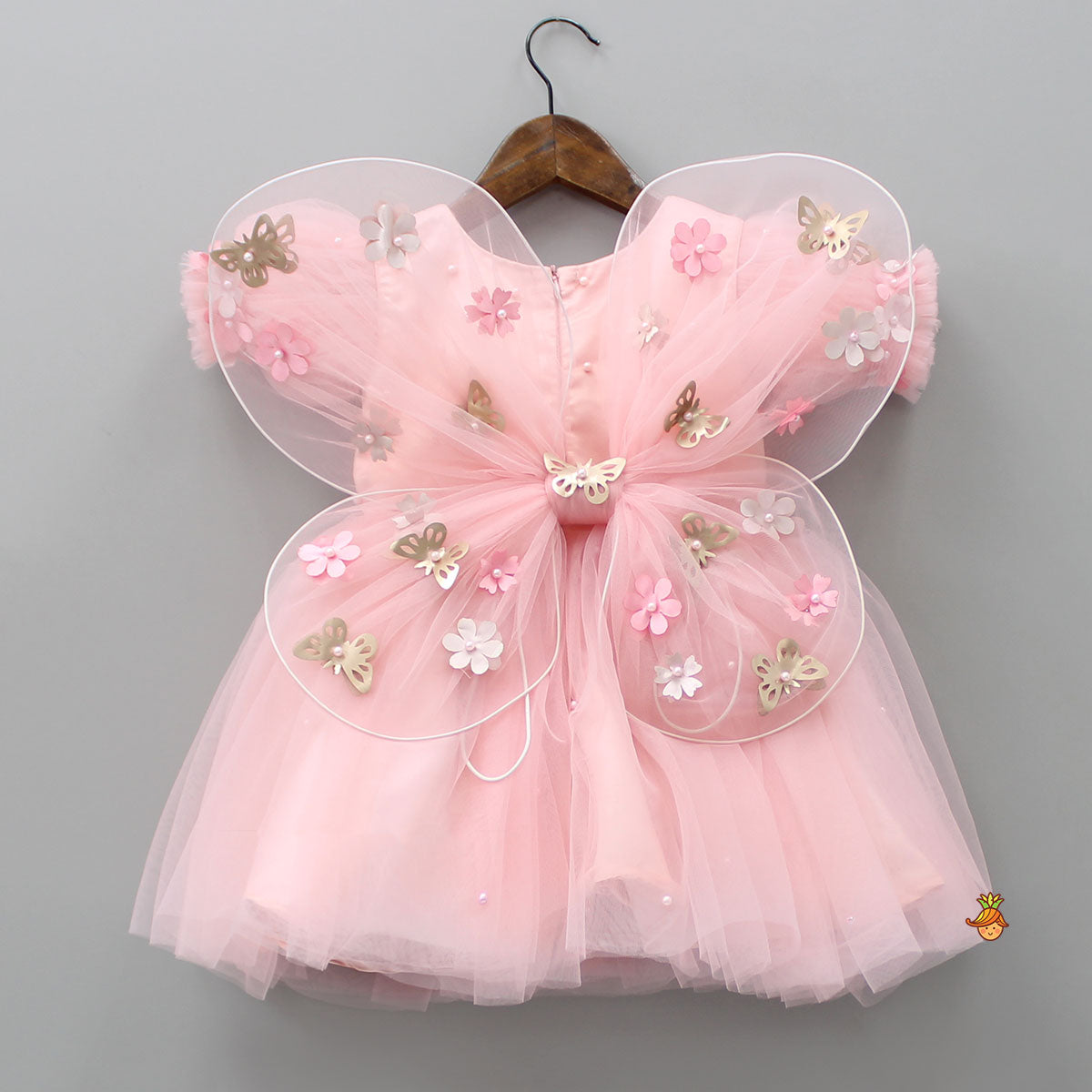 Flower Enhanced Butterfly Wings Dress With Head Band
