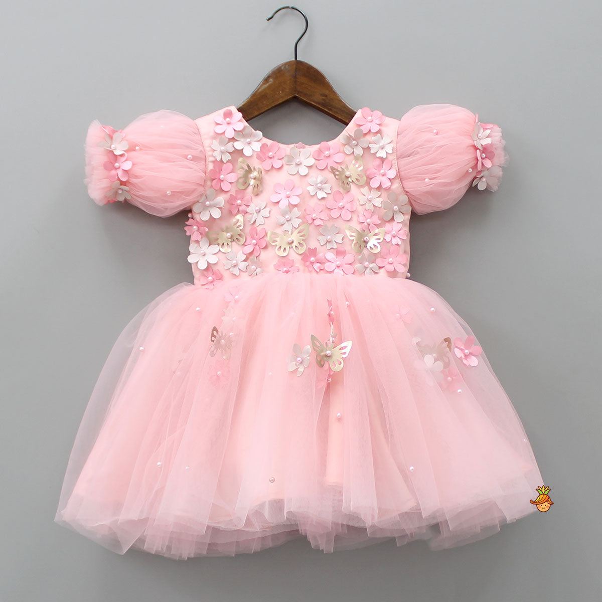 Flower Enhanced Butterfly Wings Dress With Head Band