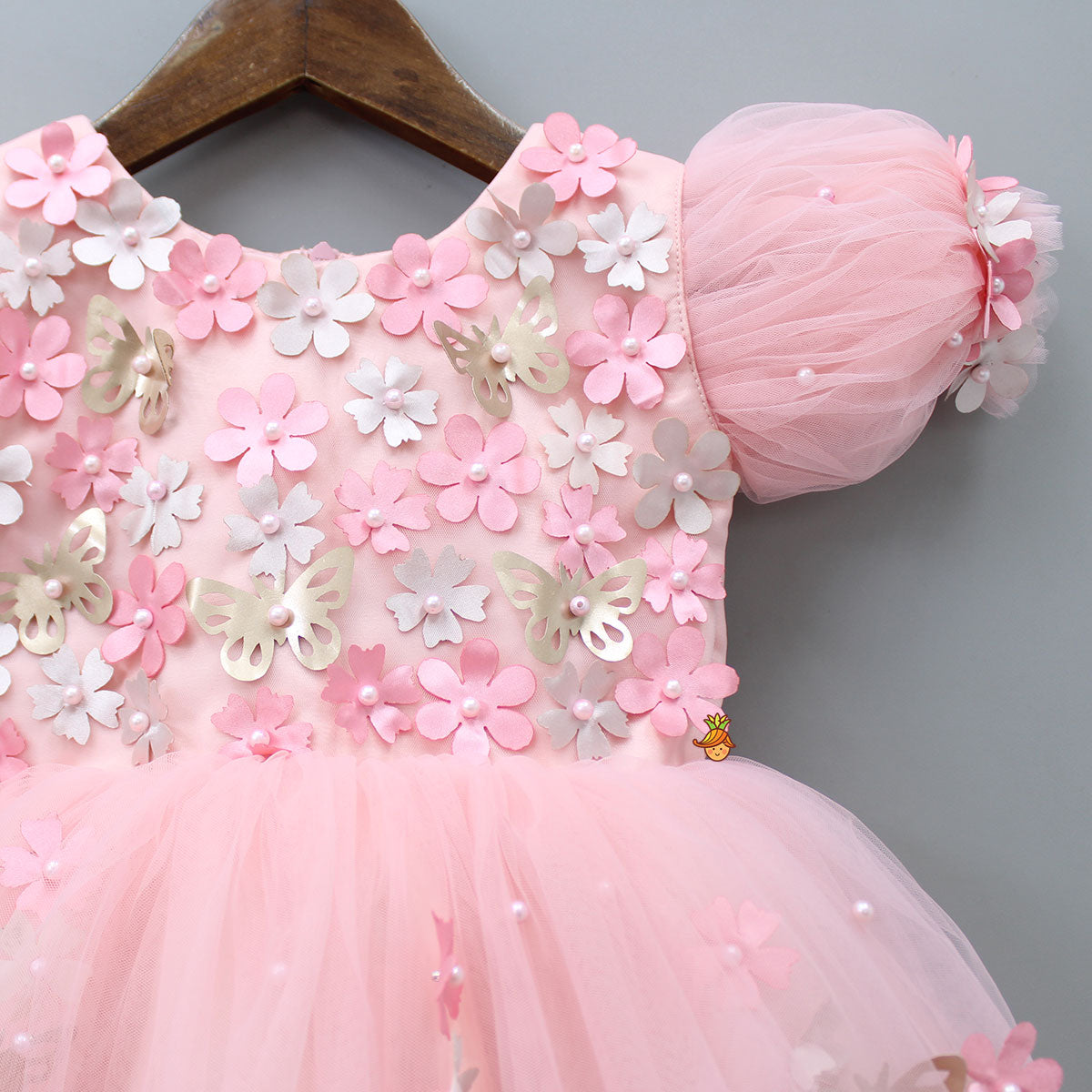 Flower Enhanced Butterfly Wings Dress With Head Band