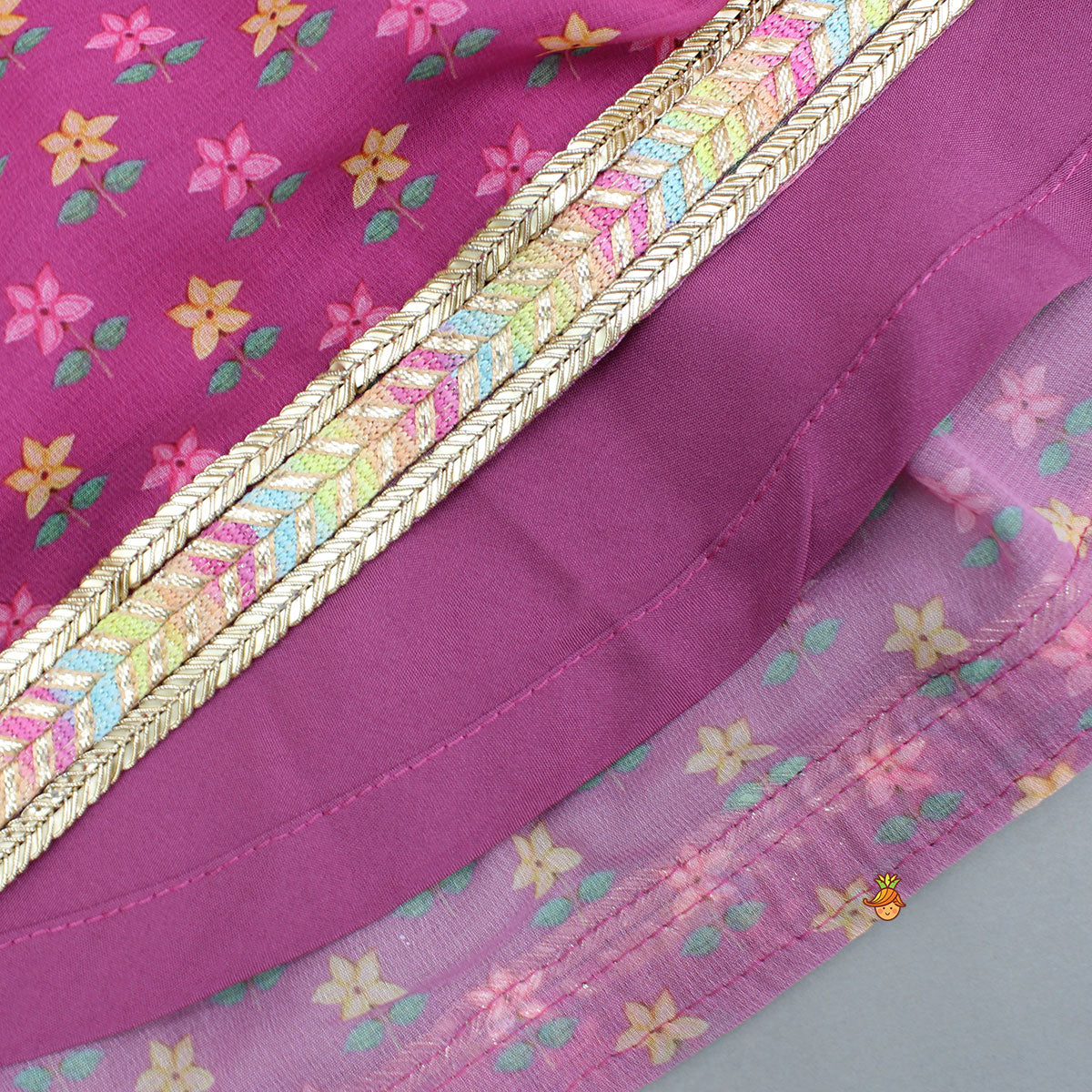 Floral Printed Lace Detailed Kurti And Sharara With Matching Dupatta