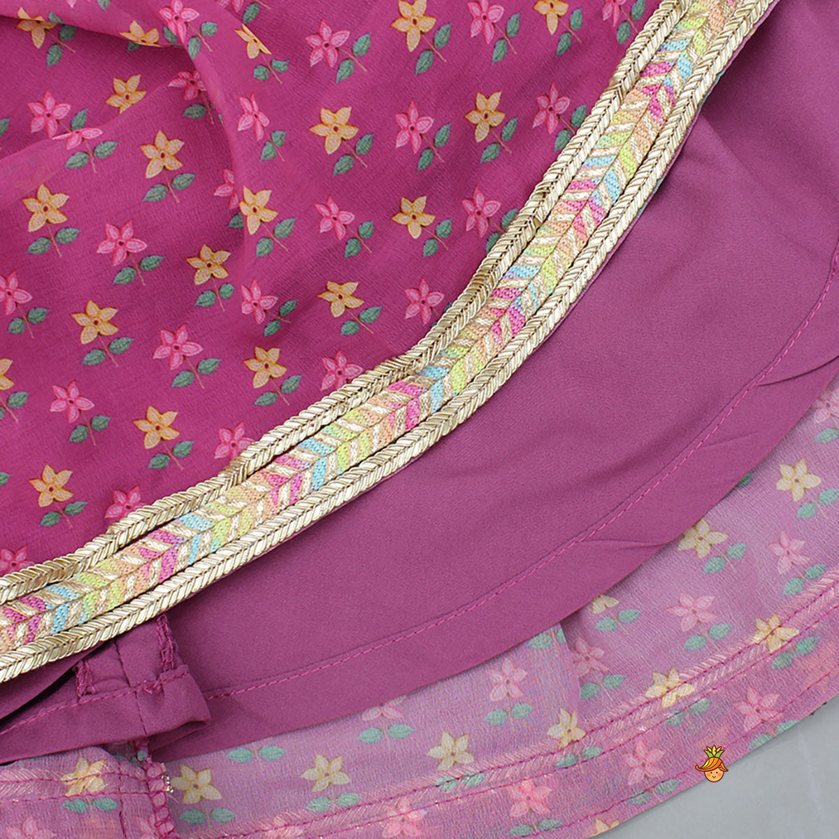 Floral Printed Lace Detailed Kurti And Sharara With Matching Dupatta