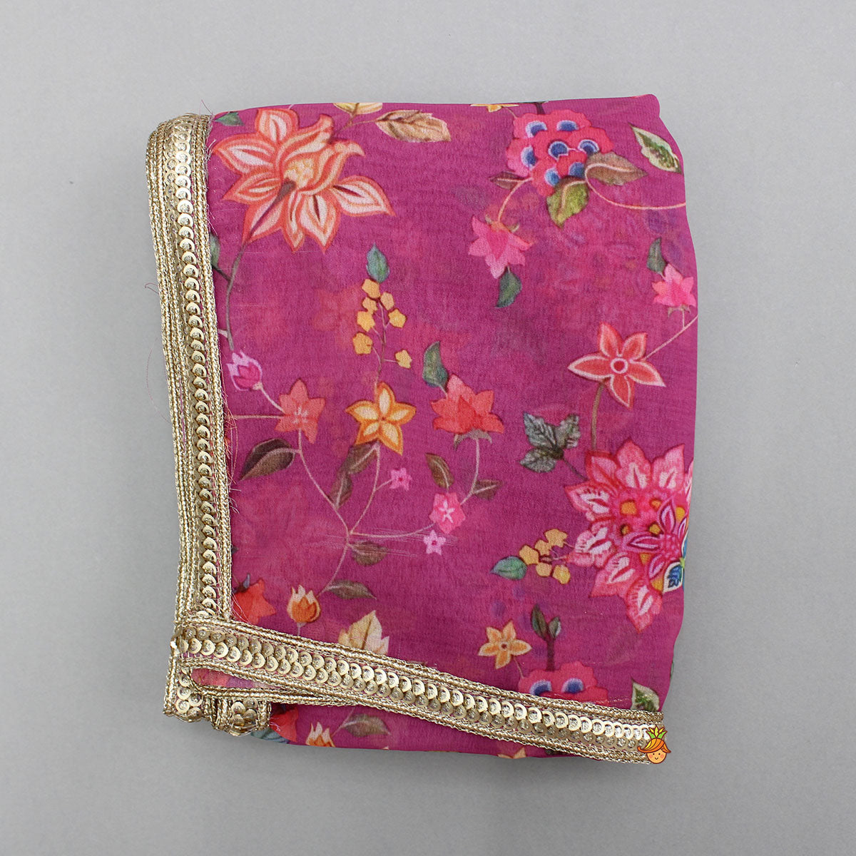 Floral Printed Lace Detailed Kurti And Sharara With Matching Dupatta