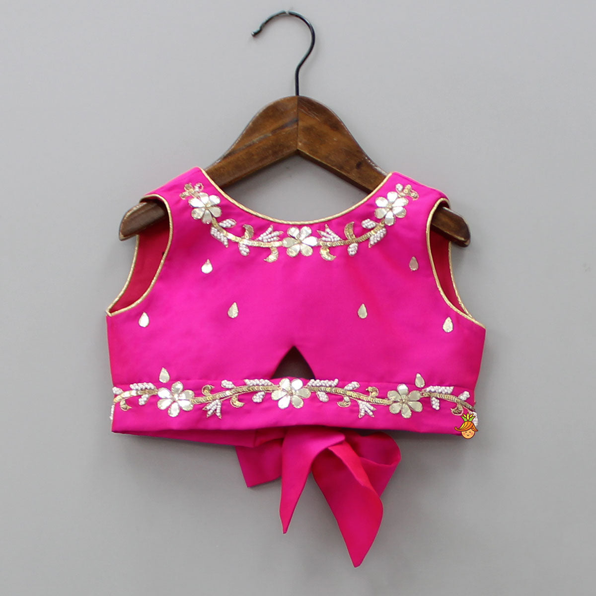 Gota Lace Enhanced Pink Top And Lehenga With Net Dupatta