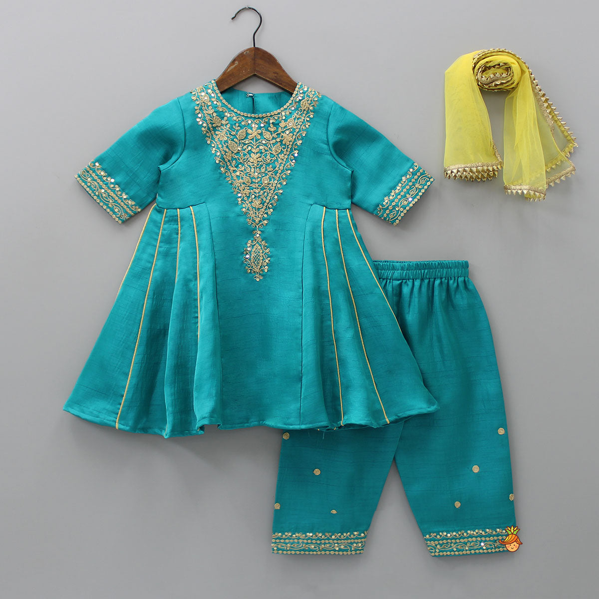 Beautiful Sequins Work Kurti With Pant And Net Dupatta