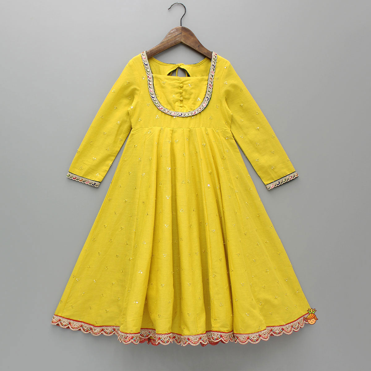 Sequin Detail Yellow Kurti With Matching Dupatta