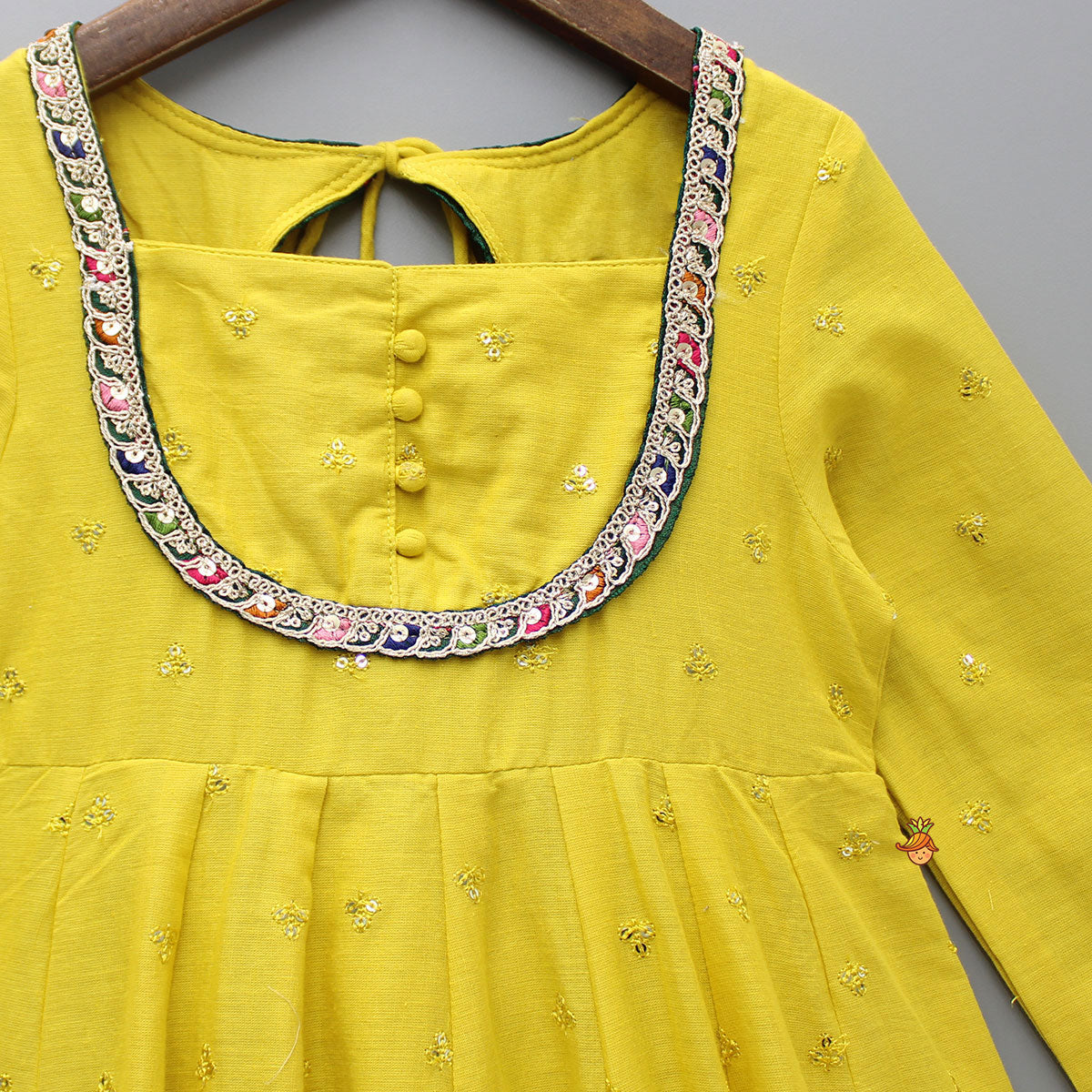 Sequin Detail Yellow Kurti With Matching Dupatta